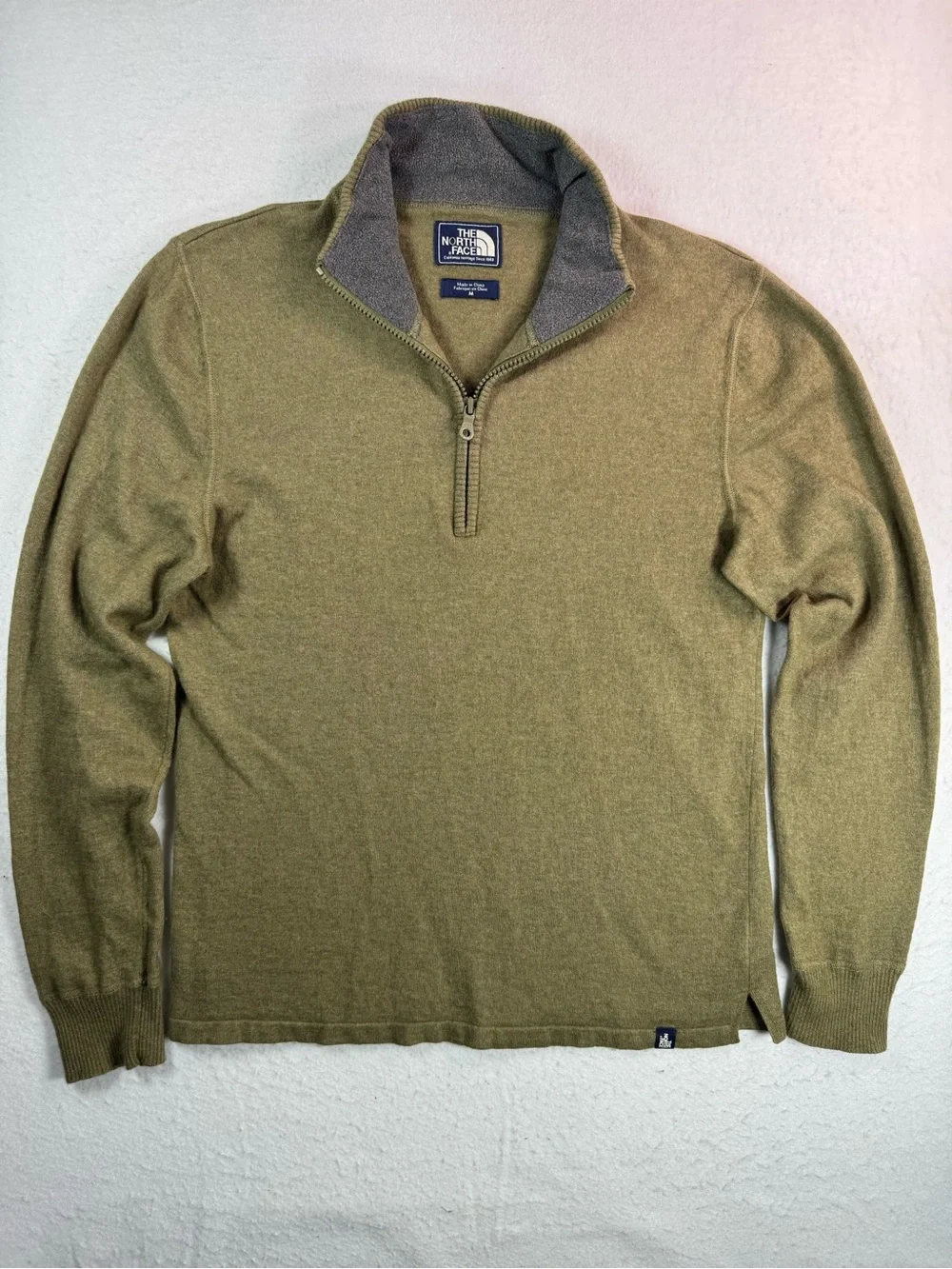 The North Face Wool Blend 1/4 Zip Sweater Men’s Medium Olive‎ Green
